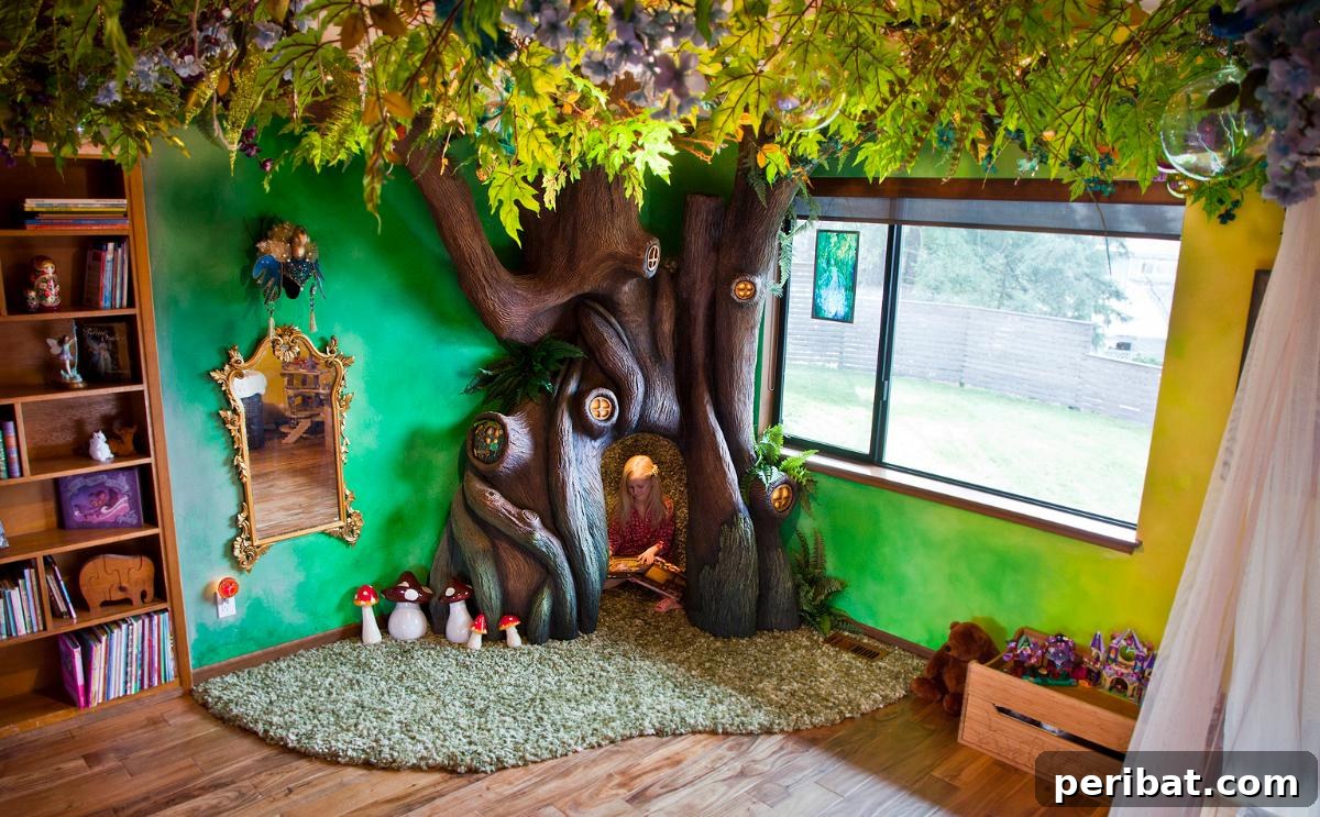 Dad Builds a Magical Indoor Tree, Turning Daughter's Bedroom Into a Dreamland 3 Dreamy enchanted forest girl bedroom project concept drawing