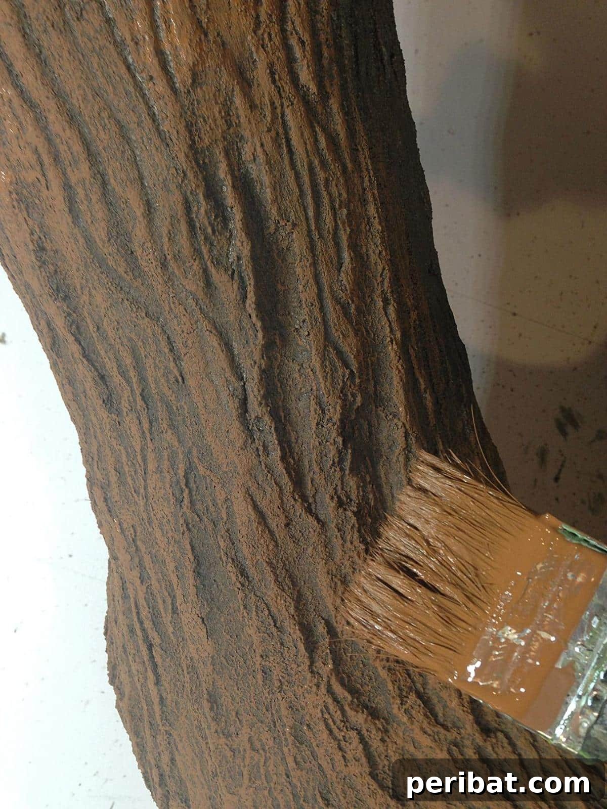 Dad Builds a Magical Indoor Tree, Turning Daughter's Bedroom Into a Dreamland 27 Applying dark base coat before lighter colors to the tree