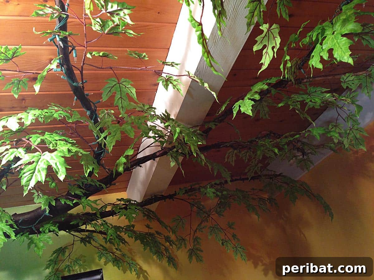 Dad Builds a Magical Indoor Tree, Turning Daughter's Bedroom Into a Dreamland 45 Economical silk branches for the tree's foliage base