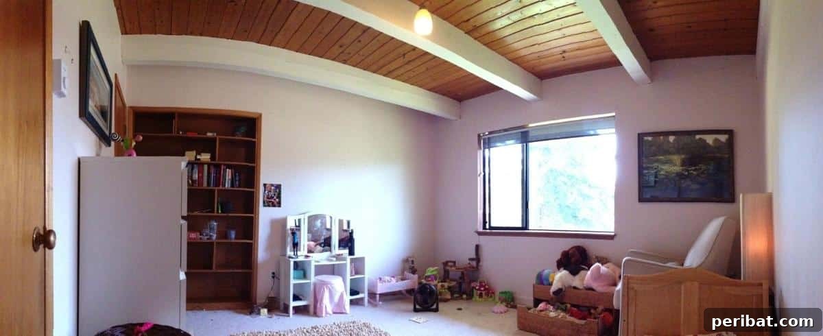 Dad Builds a Magical Indoor Tree, Turning Daughter's Bedroom Into a Dreamland 9 Before photo of the girl's bedroom ready for a makeover