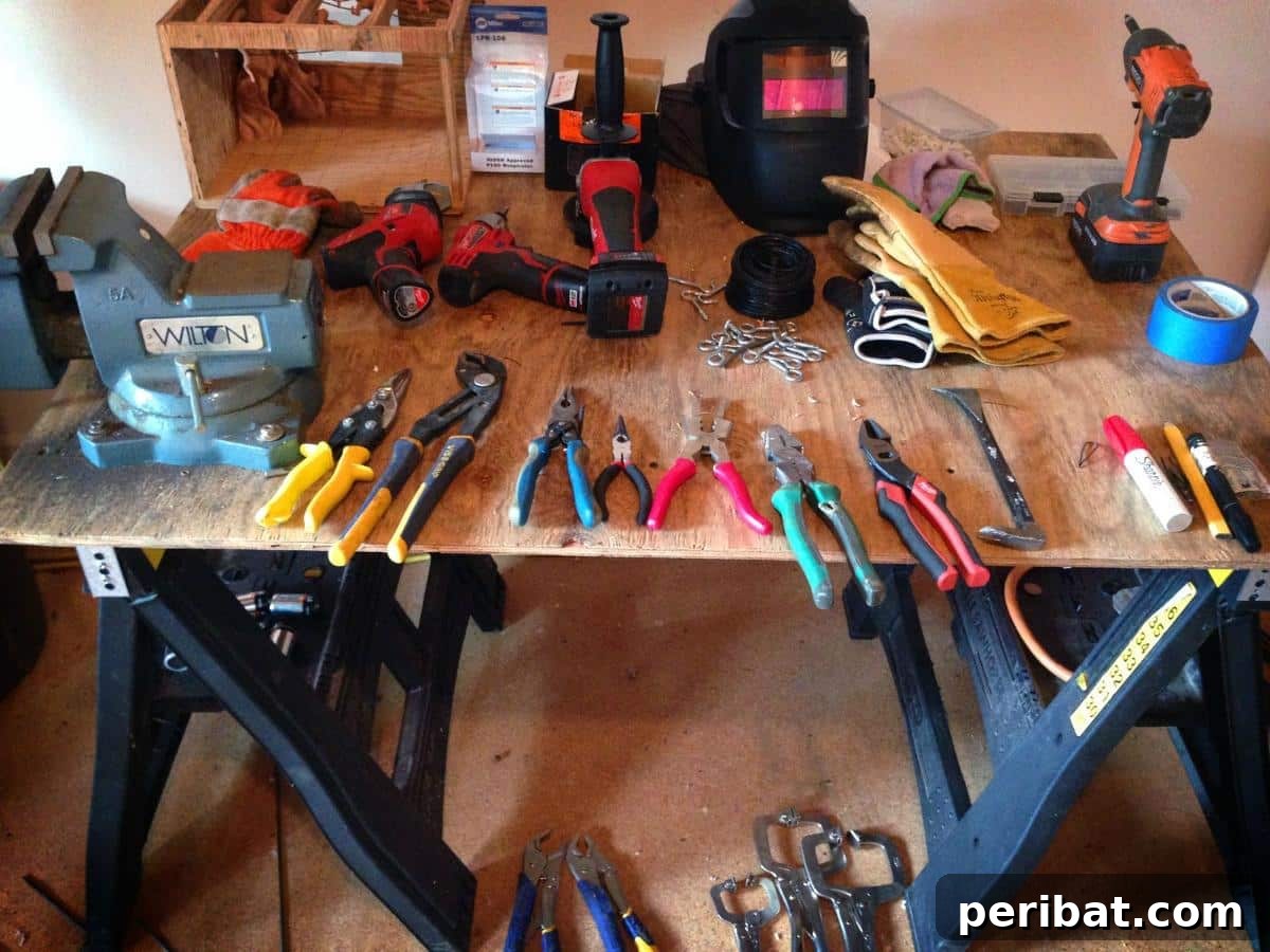Dad Builds a Magical Indoor Tree, Turning Daughter's Bedroom Into a Dreamland 10 Stable plywood workbench set up in the bedroom for the tree project