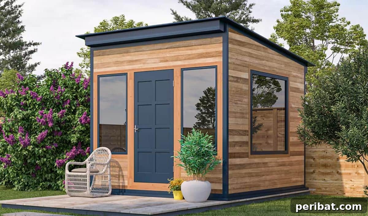 Unlock Your Potential: 42 Inspiring Backyard Studio Shed Designs 31 A detailed 10x10 Office Shed plan, outlining a compact yet efficient workspace design.
