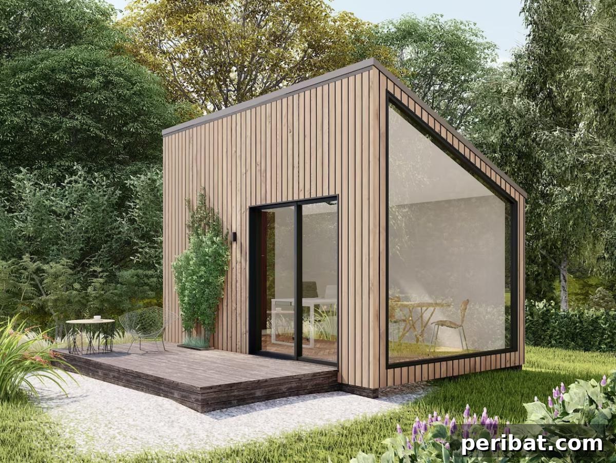 Unlock Your Potential: 42 Inspiring Backyard Studio Shed Designs 35 Modular Shed Workspace Blueprints showcasing a flexible 10x16 backyard office studio design.