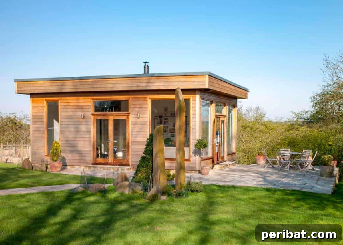 Unlock Your Potential: 42 Inspiring Backyard Studio Shed Designs 36 A thoughtfully constructed DIY Garden Office built from scratch, highlighting personalized design and craftsmanship.