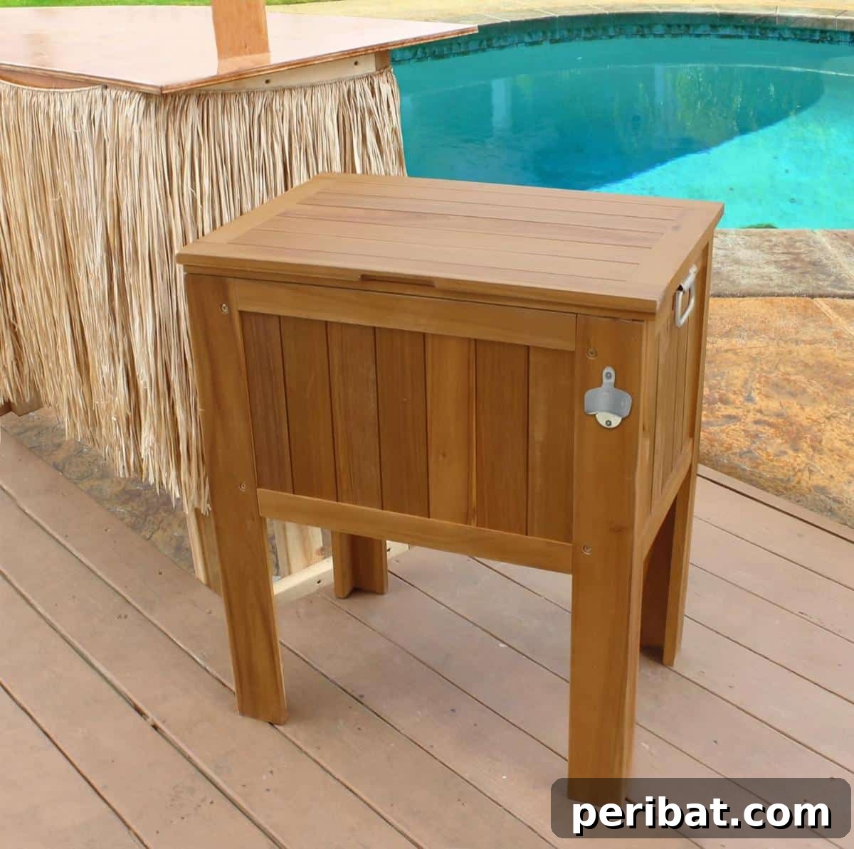 Homemade Patio Refreshment Stations 16 Wooden Slatted Cooler