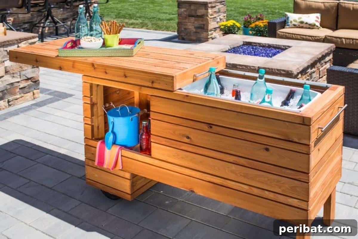 Homemade Patio Refreshment Stations 20 Built-In Cooler DIY Outdoor Sliding Serving Center