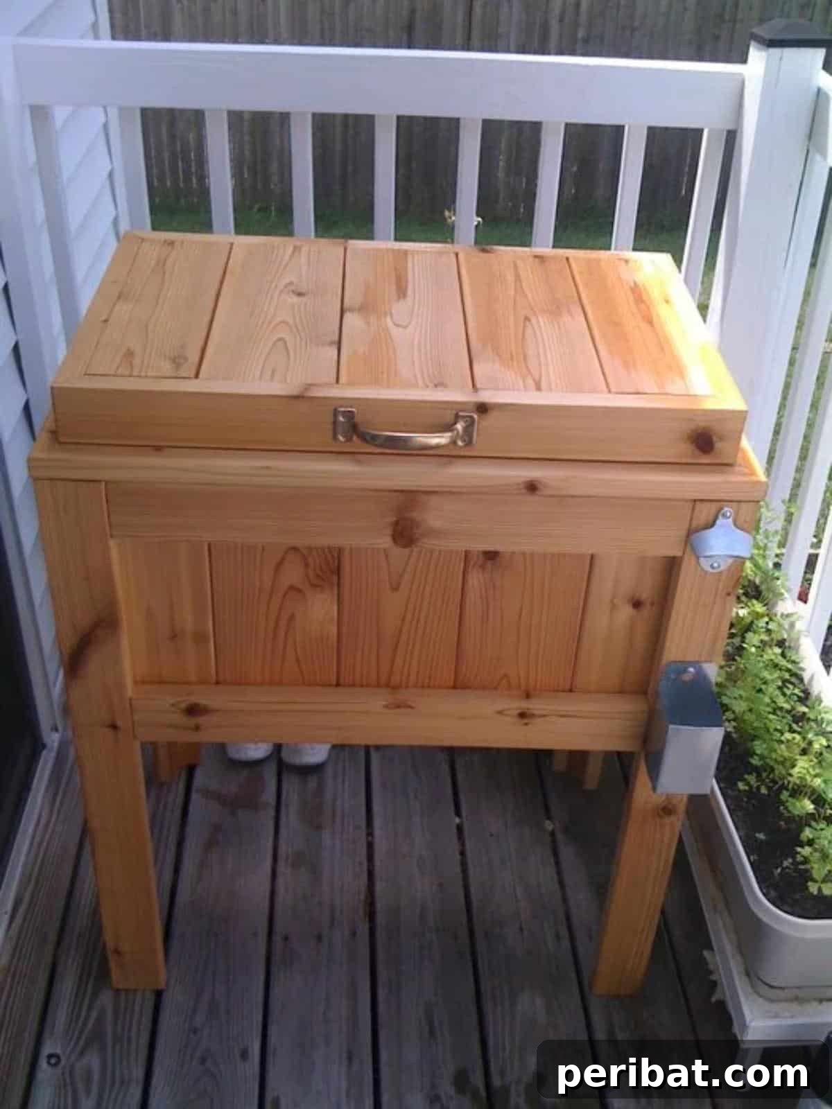 Homemade Patio Refreshment Stations 25 Cedar Deck Patio Cooler Stand
