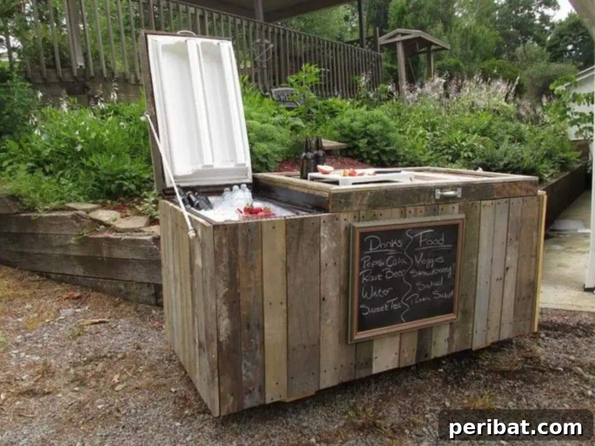 Homemade Patio Refreshment Stations 28 Old Fridge Rustic Cooler