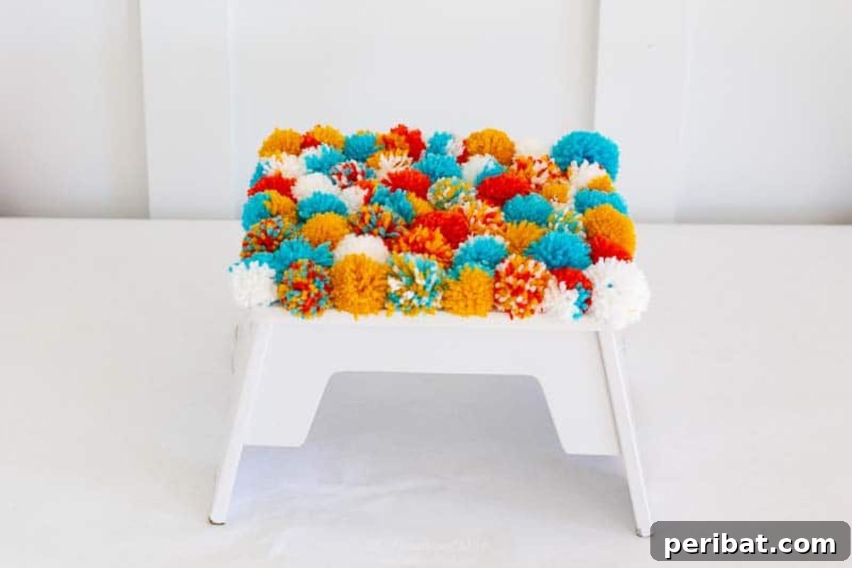 DIY Soft Pom Pom Footstool