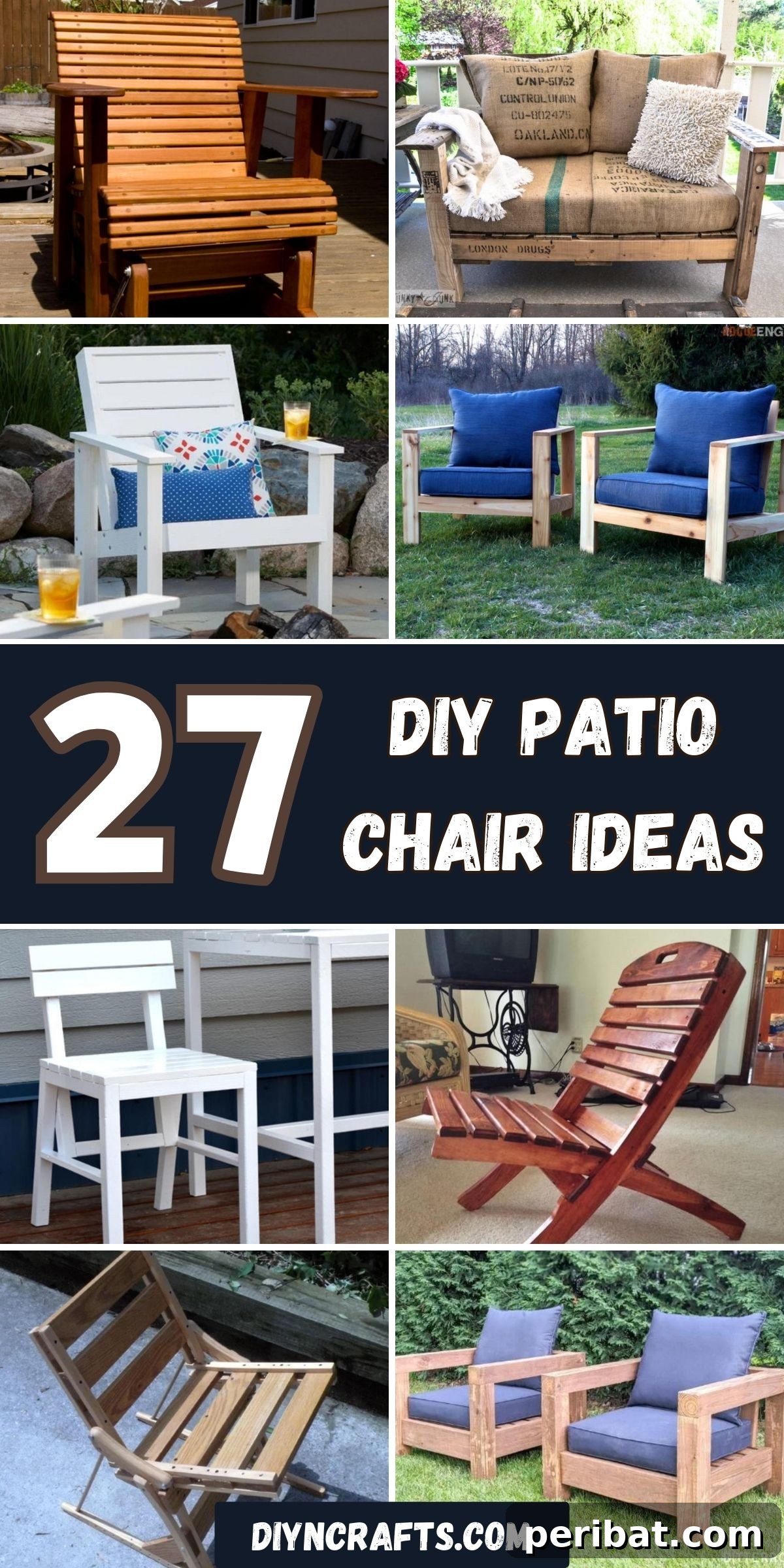 Craft Your Perfect Patio: 27 DIY Chair Designs for Cozy Outdoor Living 2 27 DIY Patio Chair Ideas collage.