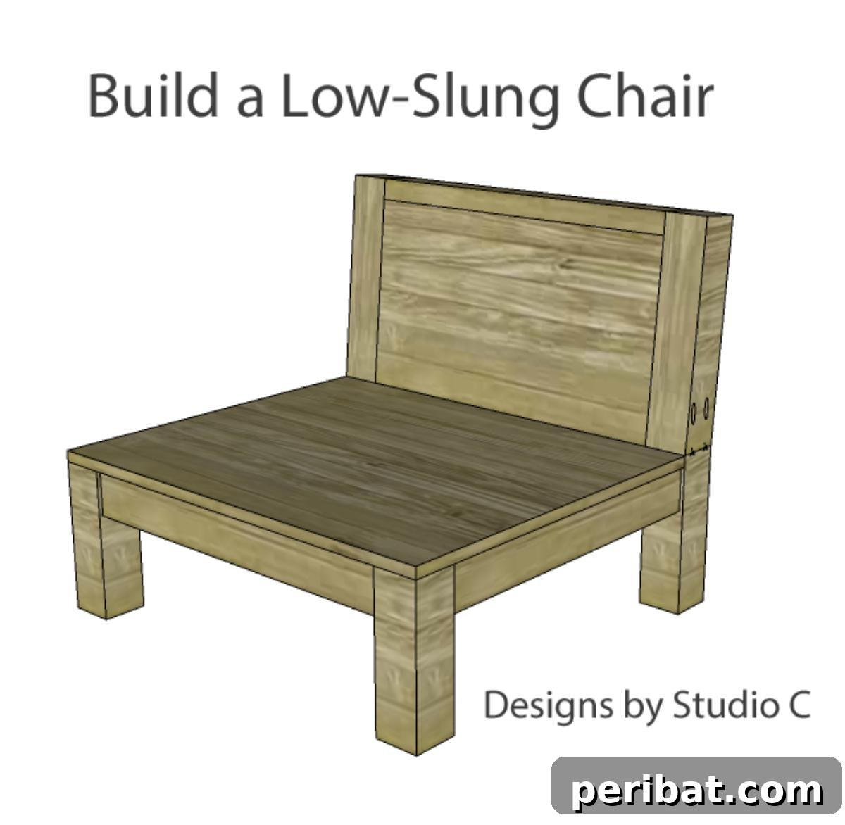 Craft Your Perfect Patio: 27 DIY Chair Designs for Cozy Outdoor Living 25 Wooden Low-Slung Chair plan.