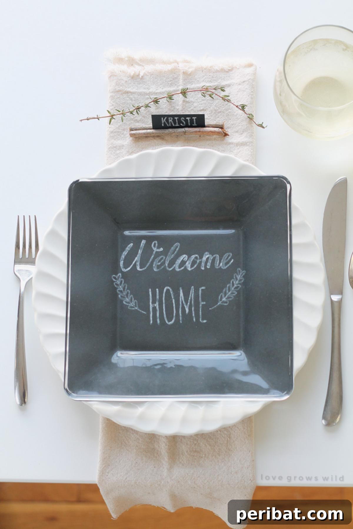 Simple Rustic Table Setting. Features a minimalist table setup with natural elements like linen, wood, and simple place cards, creating a warm and charming ambiance.