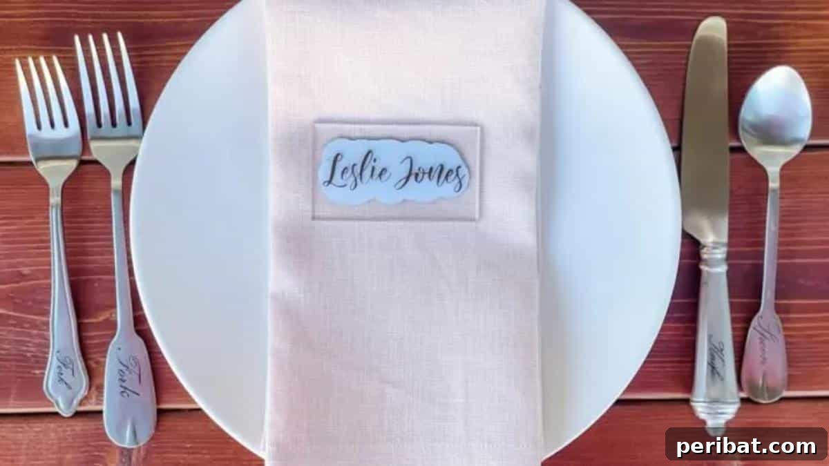 DIY Acrylic Place Card for Weddings. Features transparent acrylic cards with elegant white lettering, offering a sleek, modern, and sophisticated option for wedding table settings.