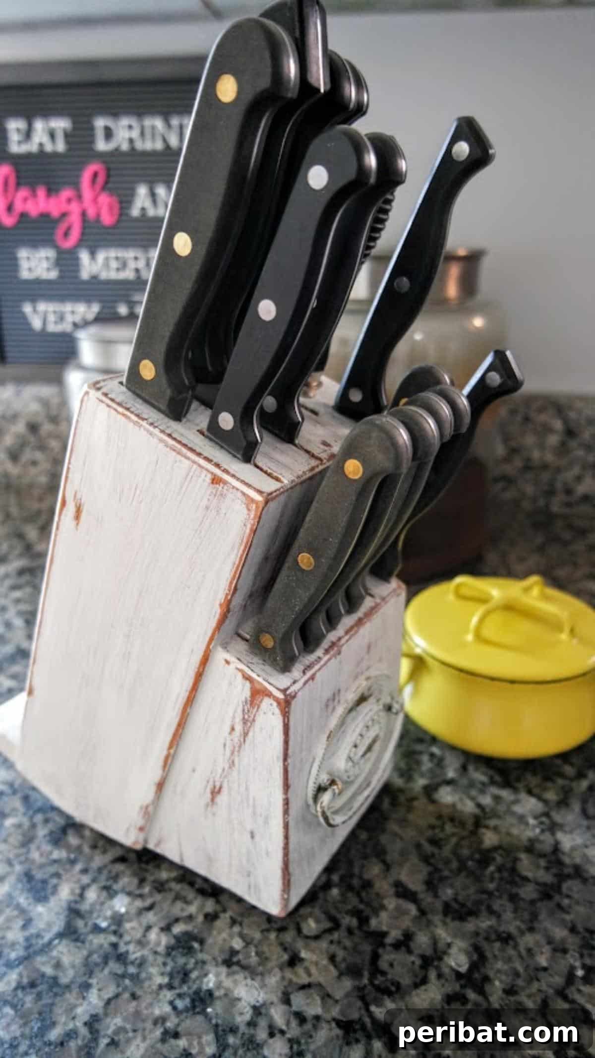 Elevate Your Knife Collection: 22 DIY Display Projects 15 DIY Painted Knife Block With Phone Holder