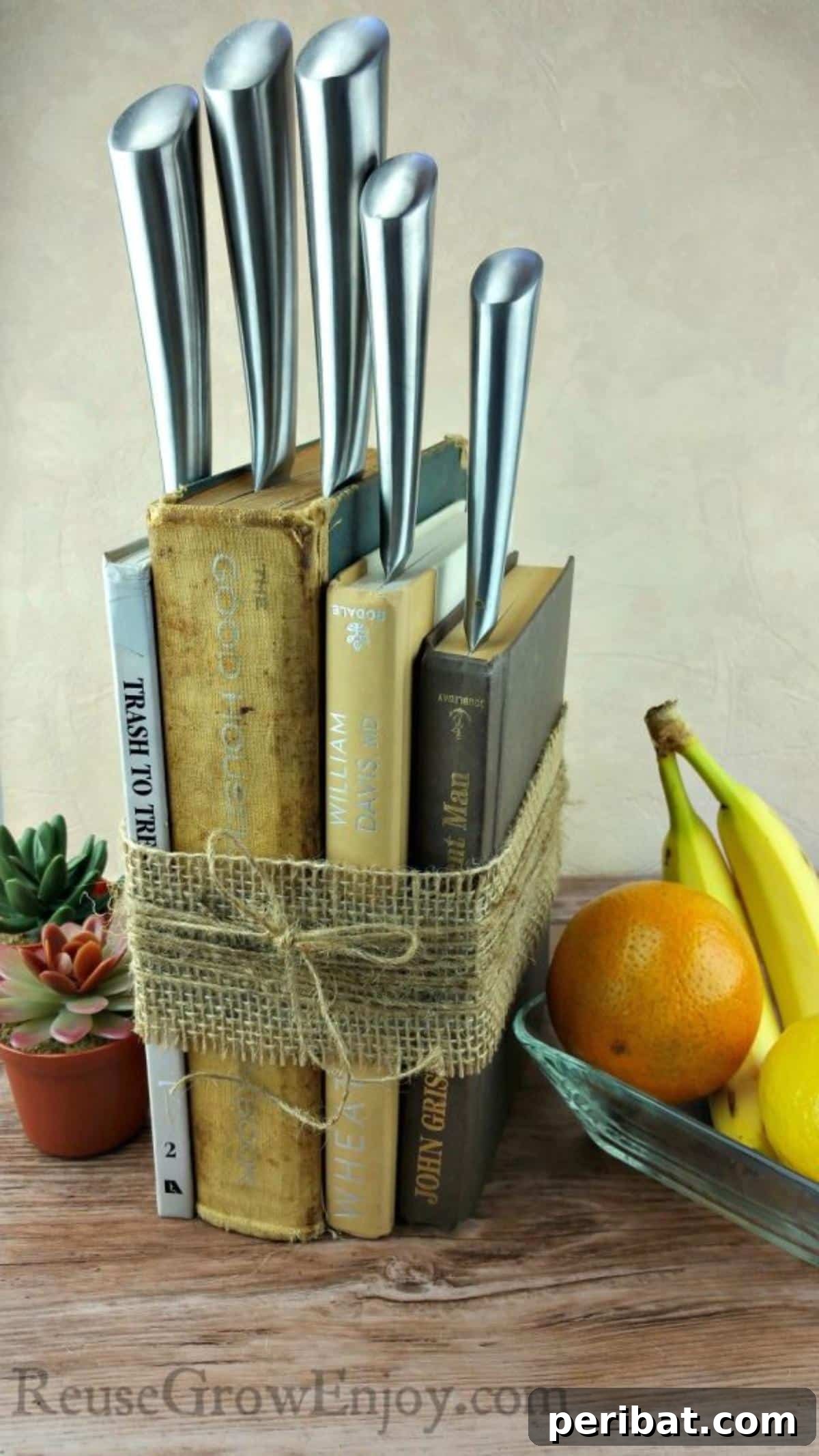 Elevate Your Knife Collection: 22 DIY Display Projects 10 DIY Knife Holder Made From Upcycled Books