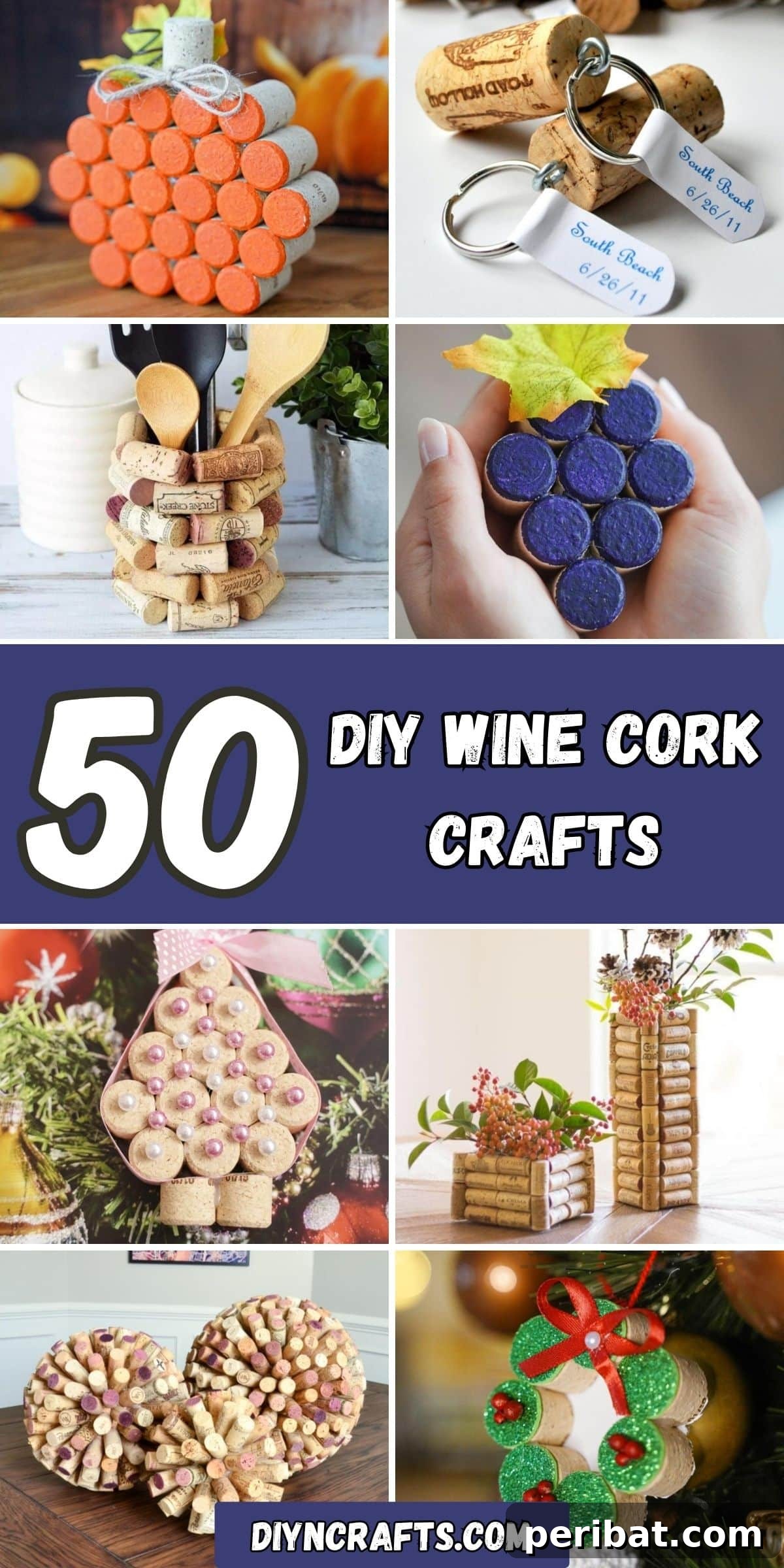 Uncork Your Creativity 50 Wine Cork DIY Projects 2 A collage of 50 diverse DIY wine cork crafts, showcasing various creative projects for home decor, gifts, and accessories, encouraging upcycling and sustainable crafting.