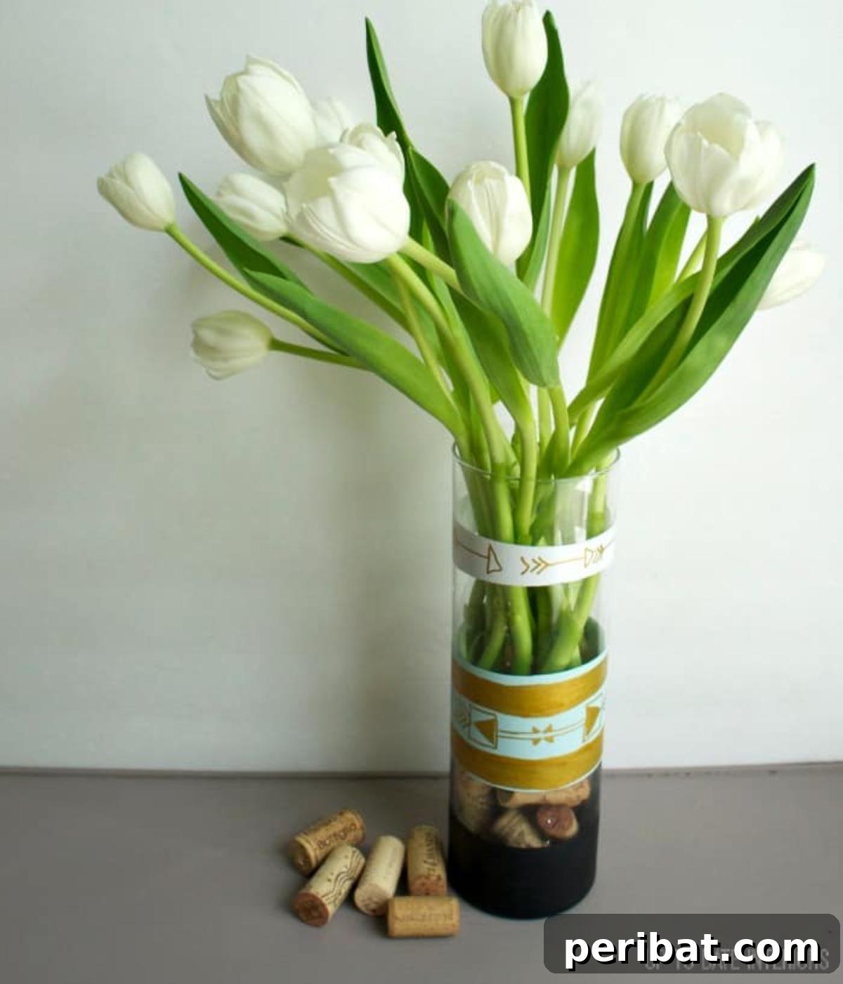 Uncork Your Creativity 50 Wine Cork DIY Projects 14 A DIY hand-painted vase filled with wine corks, showcasing a creative way to combine artistry with upcycled materials for a unique home decor piece.