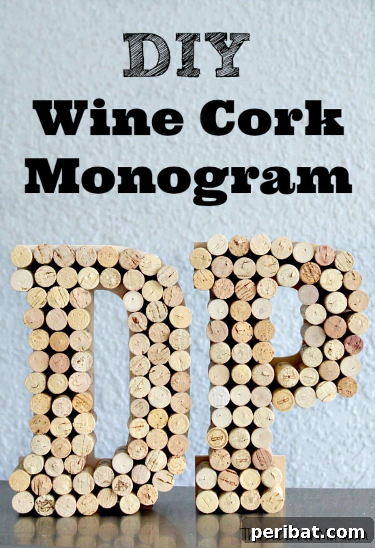 Uncork Your Creativity 50 Wine Cork DIY Projects 15 A DIY wine cork monogram craft, showcasing a letter made entirely from wine corks, perfect for personalized wall decor or a unique gift.