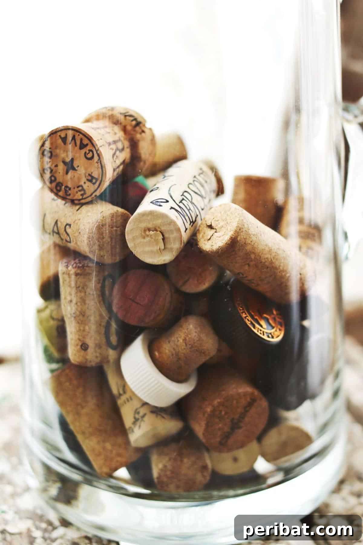 Uncork Your Creativity 50 Wine Cork DIY Projects 24 A jar filled with DIY wine cork memories, where each cork is marked with a date or event, serving as a sentimental keepsake.