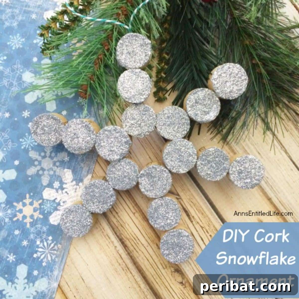 Uncork Your Creativity 50 Wine Cork DIY Projects 43 DIY Cork Snowflake Ornament, a festive decoration made from carefully arranged wine cork slices or whole corks to form a snowflake pattern.