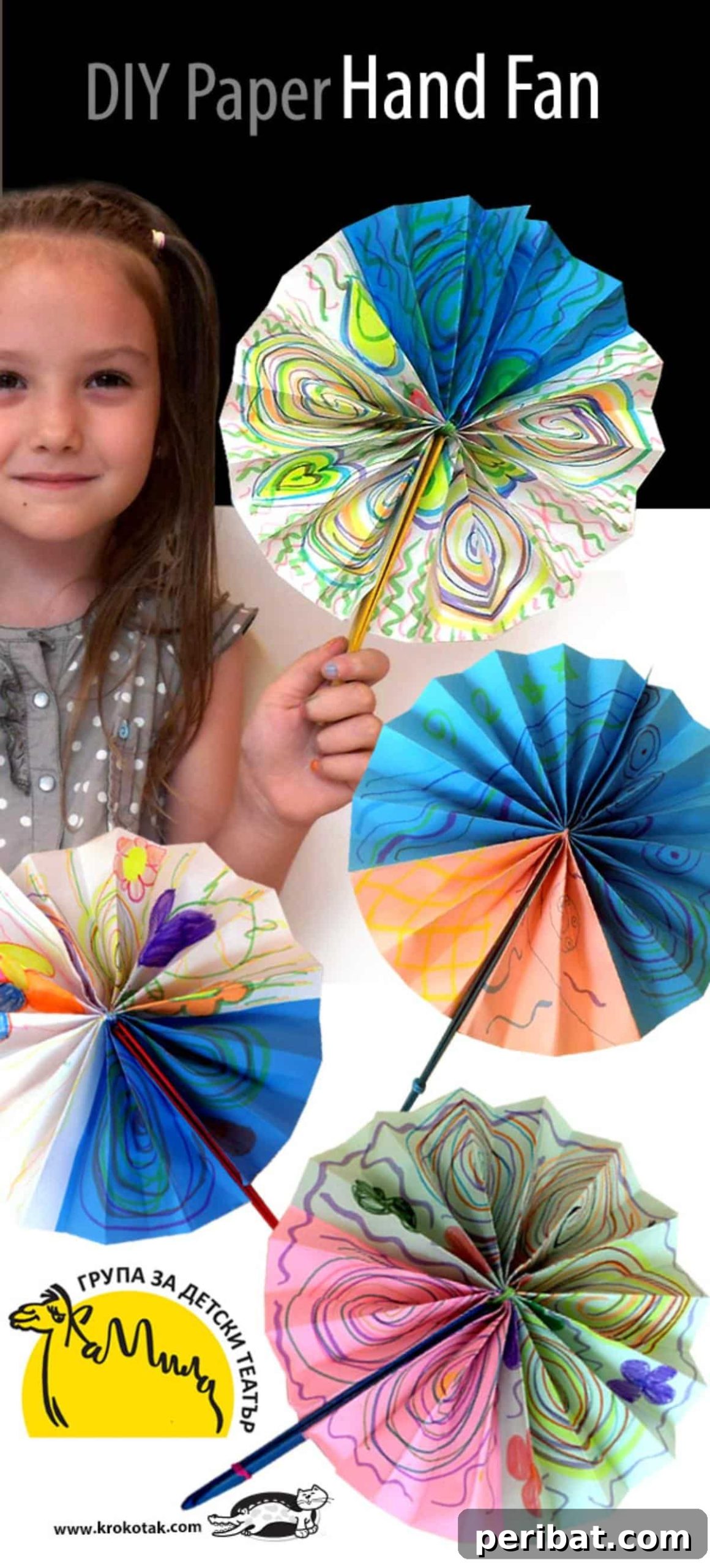 24 Creative DIY Paper Fan Projects 9 A DIY paper hand fan, created with accordion-folded paper and ice cream sticks, ideal for summer crafts and fostering artistic skills.