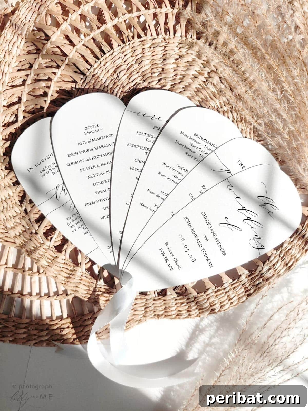 24 Creative DIY Paper Fan Projects 24 A DIY wedding program and fan template with petal designs, allowing for personalized wedding programs or decorative fan keepsakes.