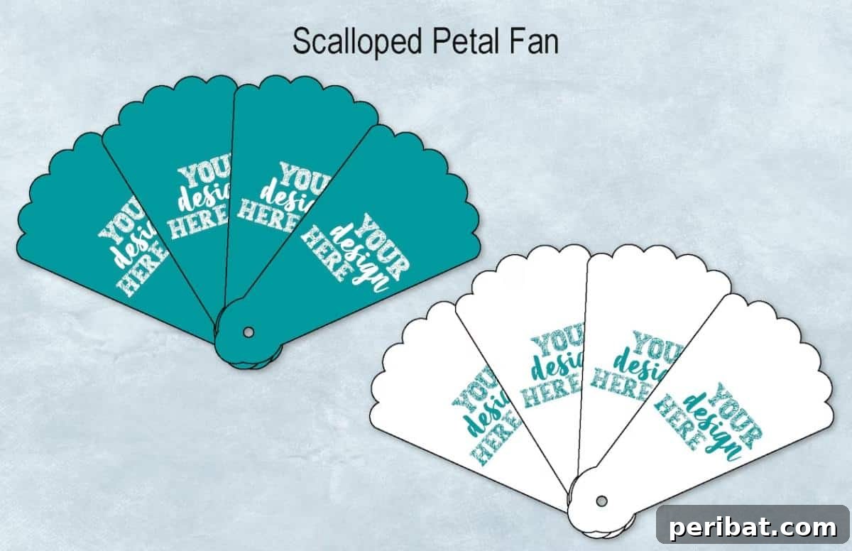 24 Creative DIY Paper Fan Projects 25 A versatile homemade scalloped petal fan blank template, available in five file formats, ideal for DIY hand fan labels, church wedding programs, and custom designs.