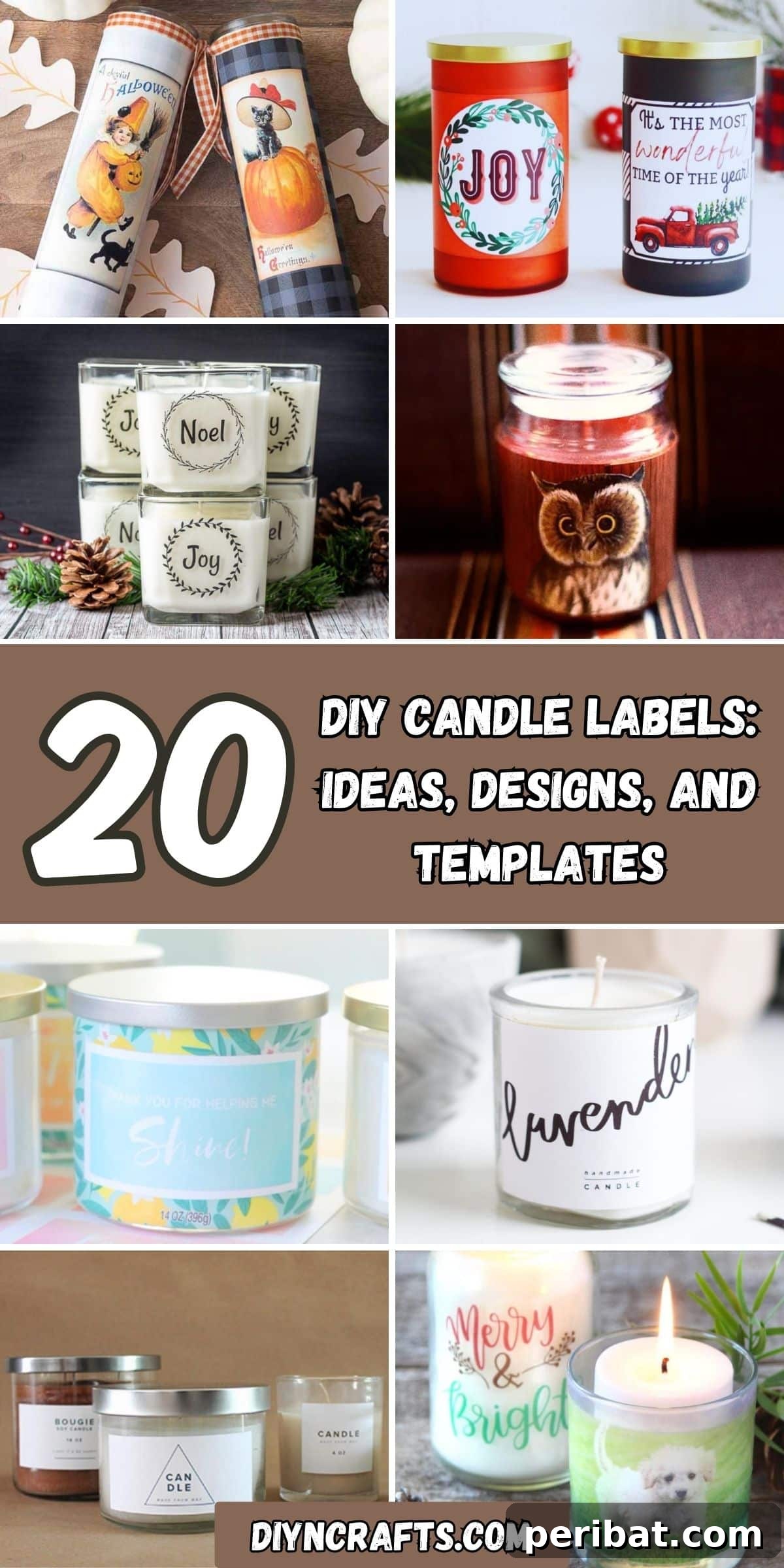 20 Stunning DIY Candle Label Designs to Personalize Your Creations 2 20 DIY Candle Labels: Ideas, Designs, and Templates collage.