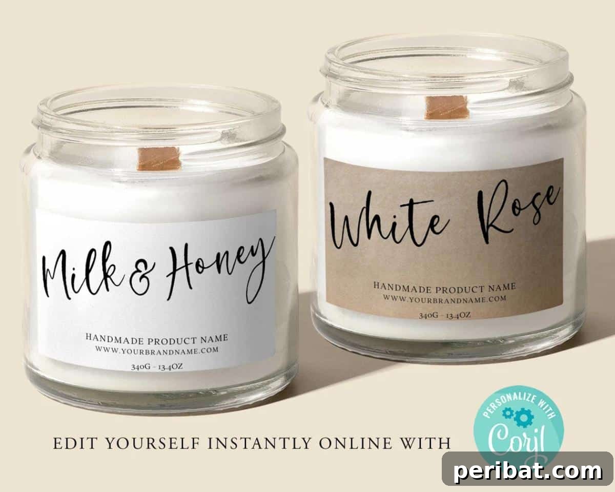 20 Stunning DIY Candle Label Designs to Personalize Your Creations 17 Minimal Editable Candle Labels