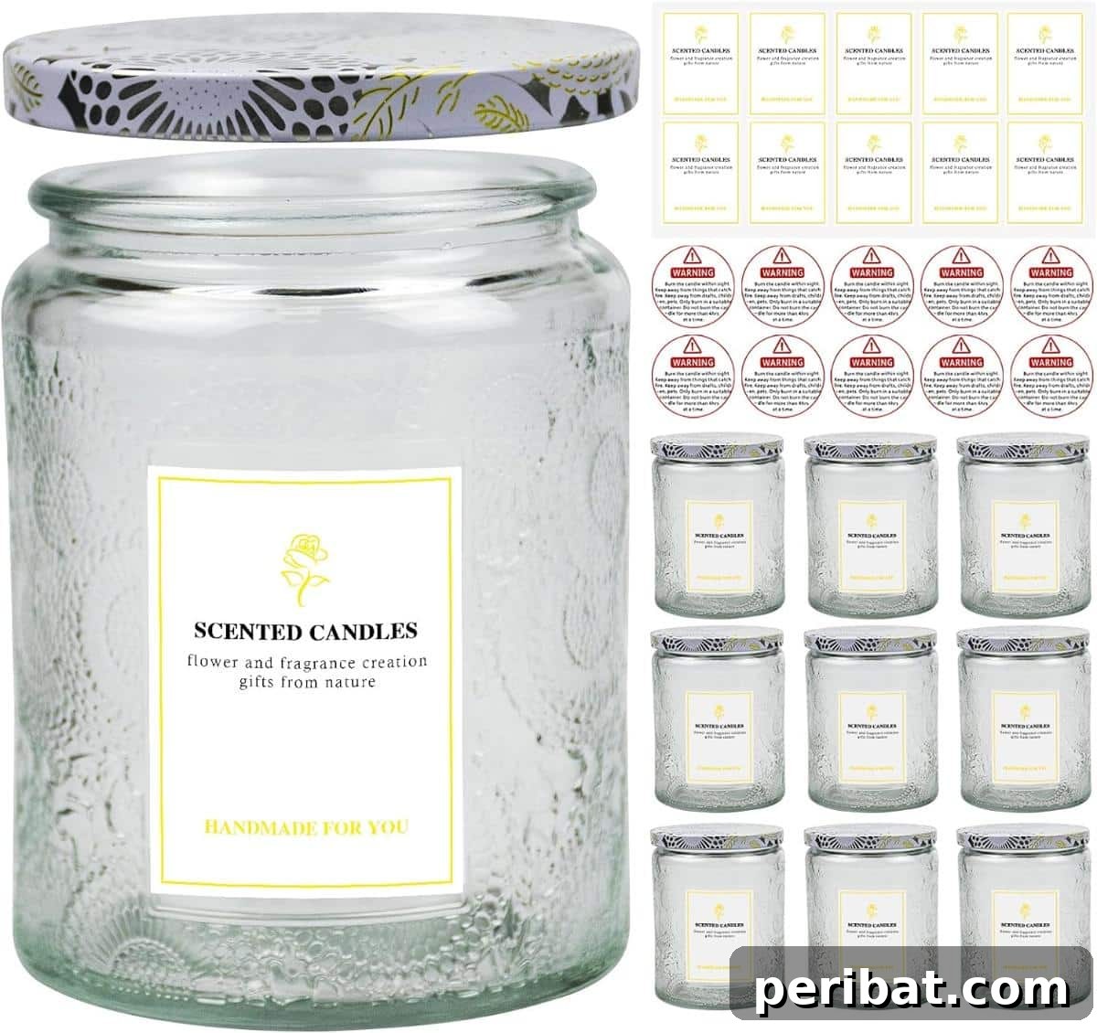 20 Stunning DIY Candle Label Designs to Personalize Your Creations 22 Embossed Candle Jars for Making Candles With Tin Lids and Sticker Label