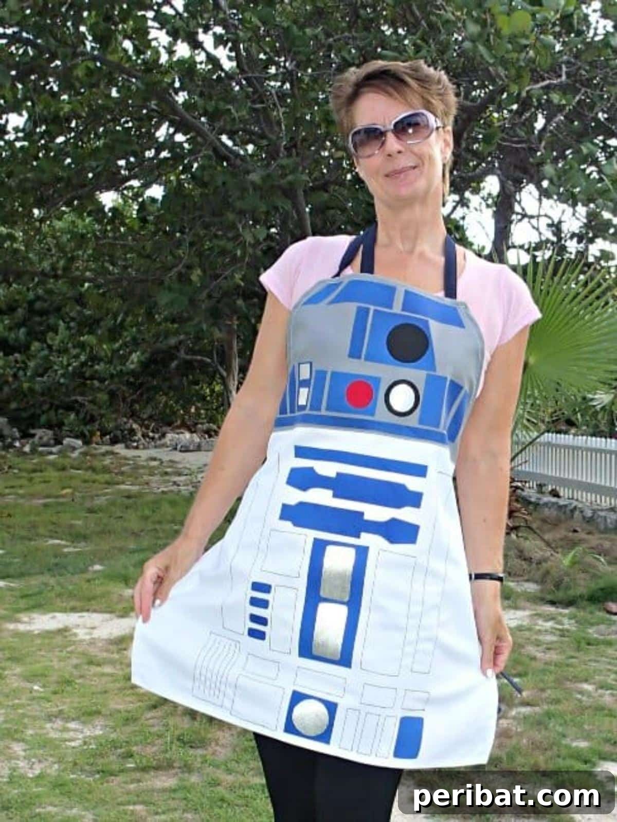 Enchanting Stitches: 20 Magical Sewing Designs 11 R2D2 Inspired Apron, designed with the droid's signature blue and white colors.