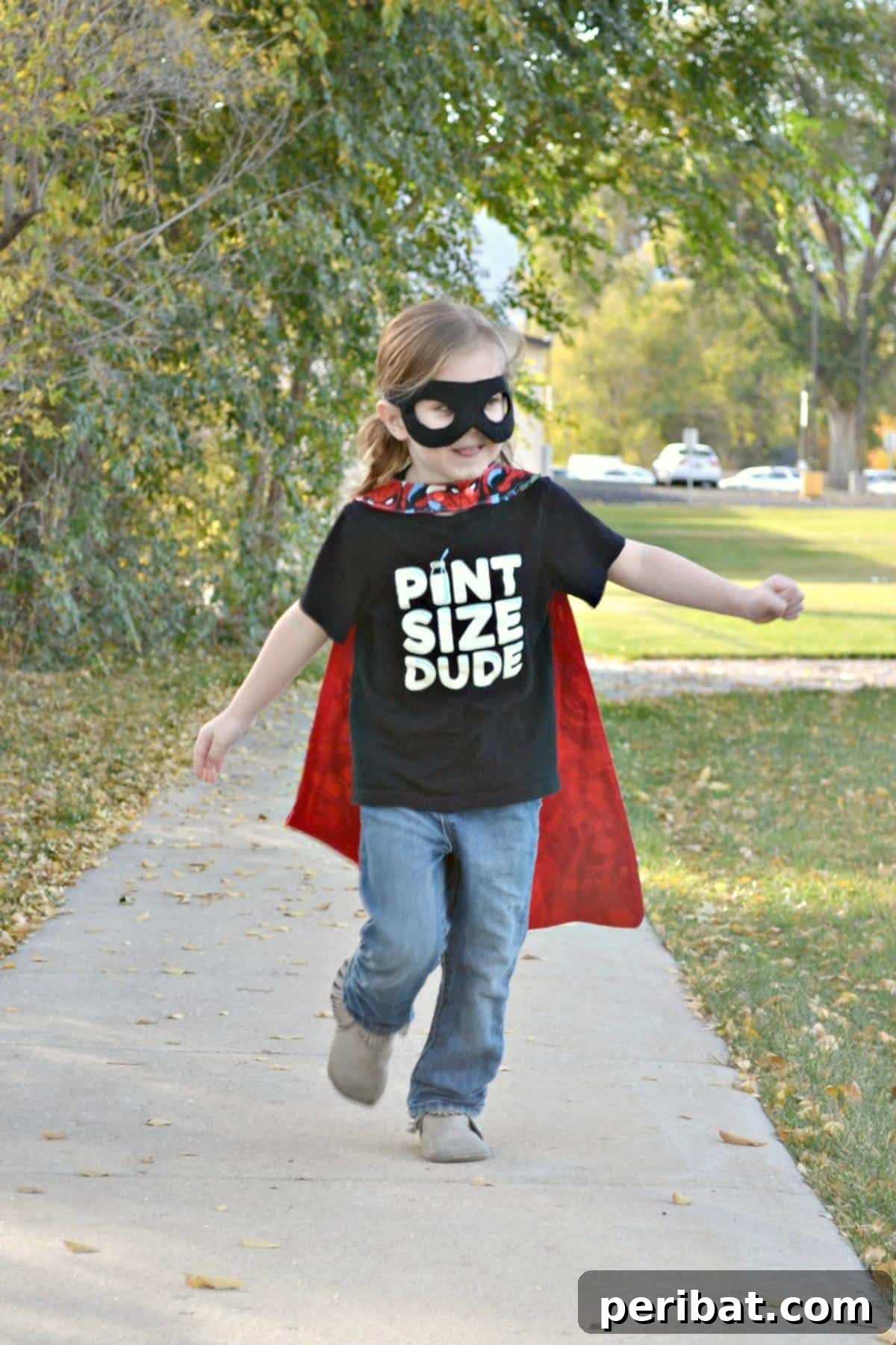Enchanting Stitches: 20 Magical Sewing Designs 16 DIY Superhero Cape and Mask Costume, showing a child in a homemade superhero outfit.
