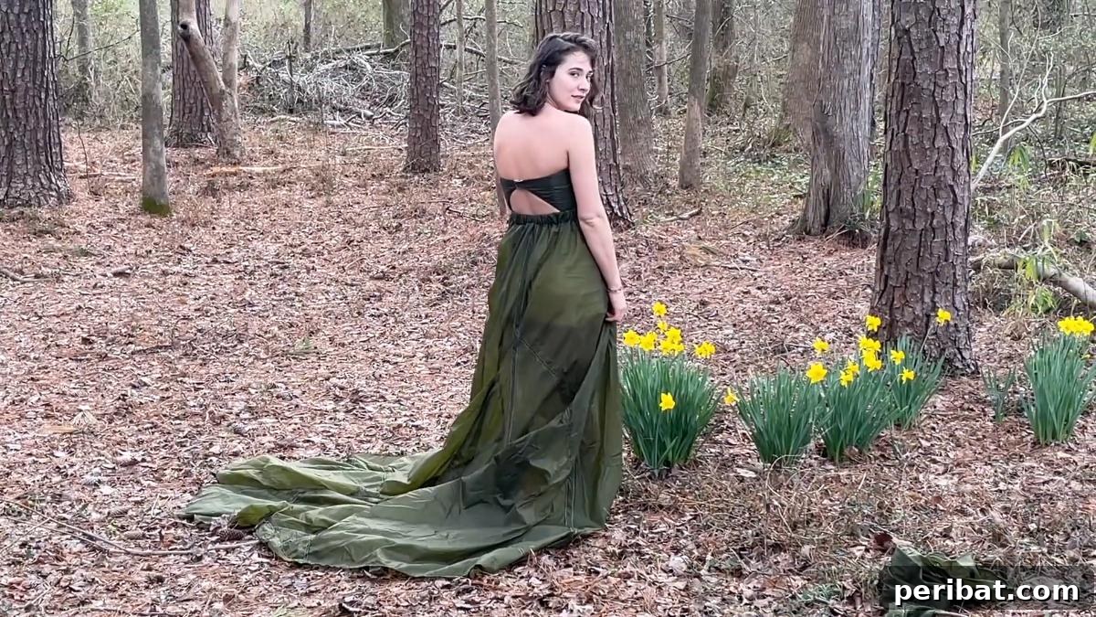 Enchanting Stitches: 20 Magical Sewing Designs 17 DIY Fantasy Dress, an emerald green, flowy gown.
