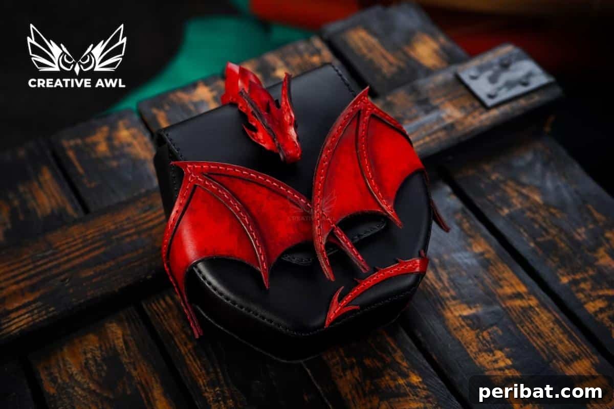 Enchanting Stitches: 20 Magical Sewing Designs 18 Leather Dragon Hunter Bag, a rugged, boldly designed bag.