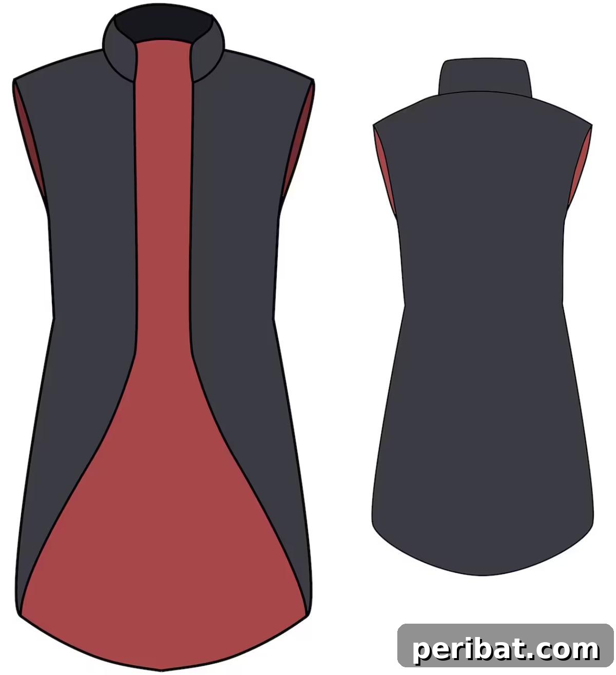 Enchanting Stitches: 20 Magical Sewing Designs 22 DIY Tailcoat Vest pattern, showing a basic tunic-style vest.