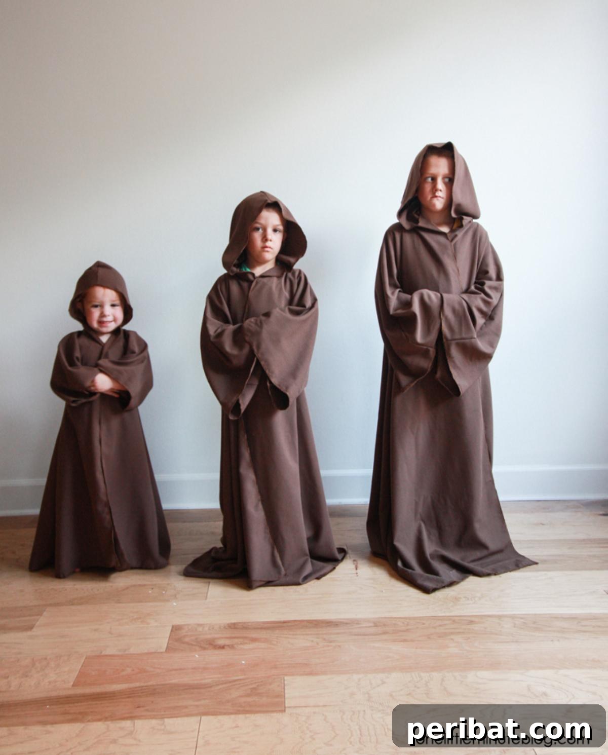 Enchanting Stitches: 20 Magical Sewing Designs 5 Kid's Jedi Robe Costumes, showcasing the classic Star Wars design.