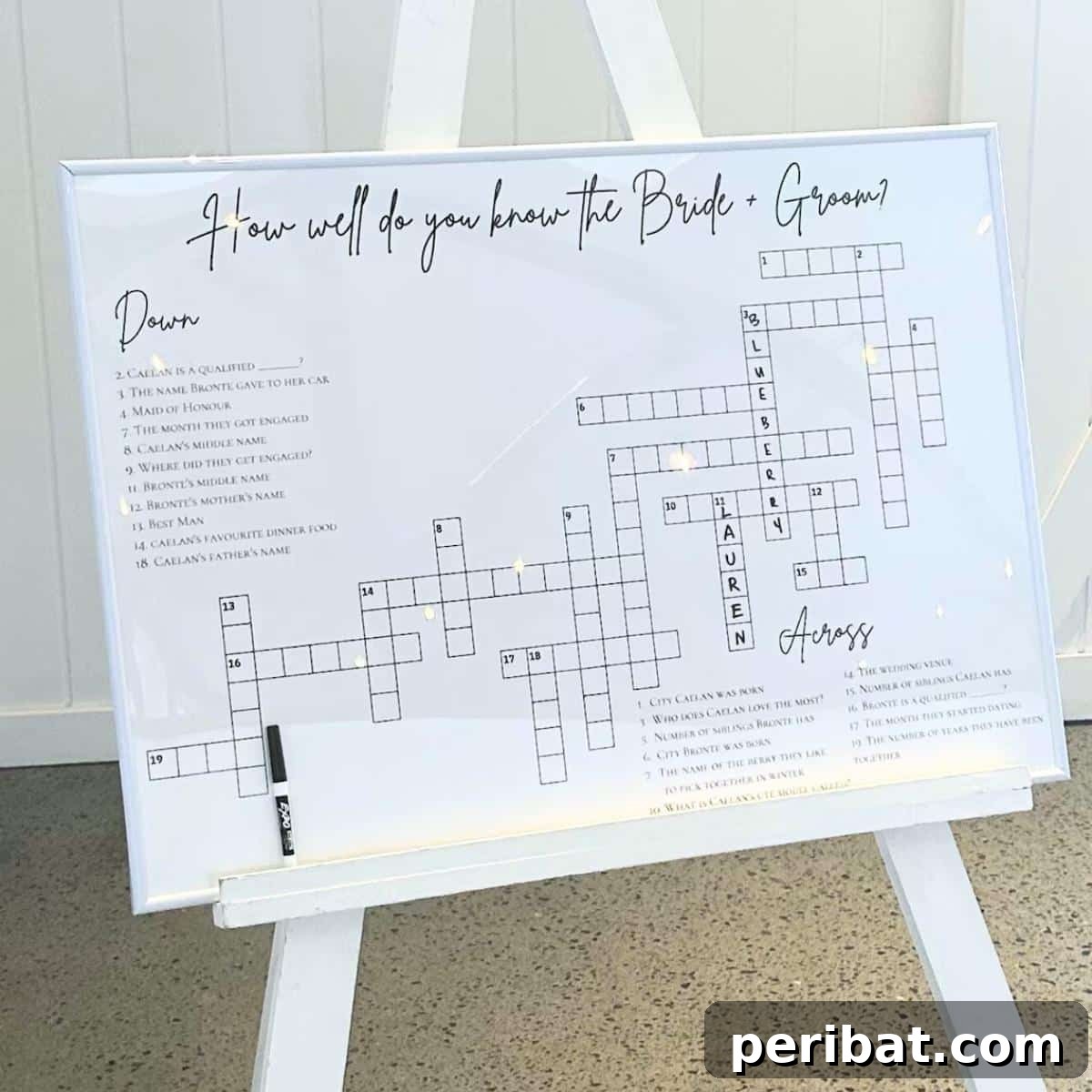 Handmade Wedding Games Your Guests Will Love 22 Large Wedding Crossword Template
