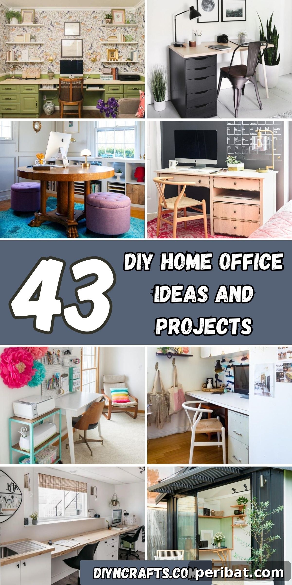 43 DIY Home Office Upgrades for Your Perfect Workspace 2 43 DIY Home Office Ideas and Projects collage.