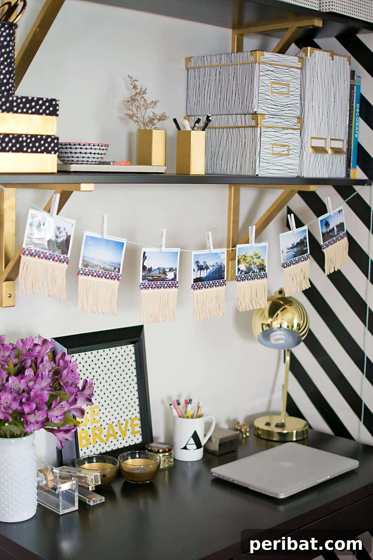 43 DIY Home Office Upgrades for Your Perfect Workspace 7 DIY Fringe Photo Garland