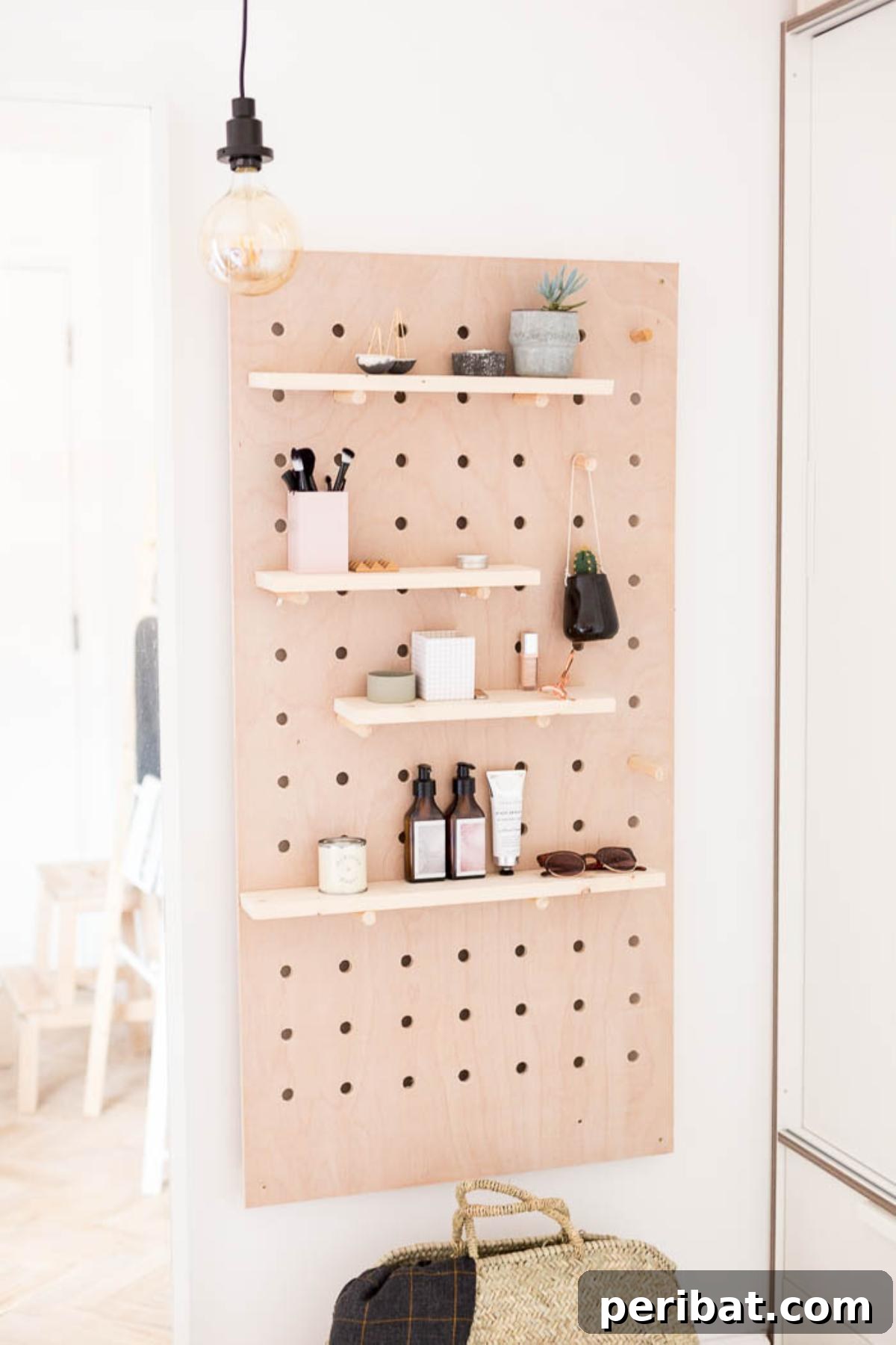 29 DIY Vanity Transformations: Stylish and Practical Designs 13 Ergonomic DIY Standing Vanity with Pegboard & Hidden Mirror