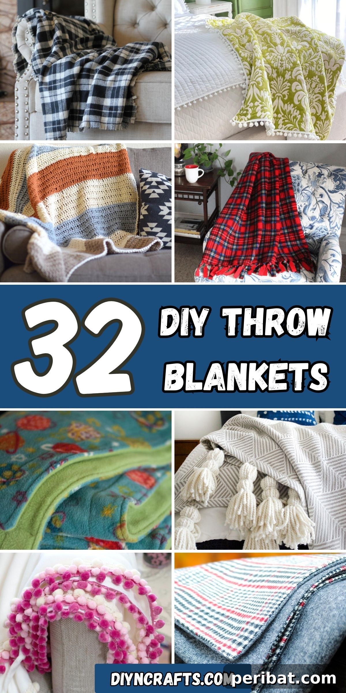 32 Cozy DIY Throw Blanket Ideas 2 32 DIY Throw Blankets collage.
