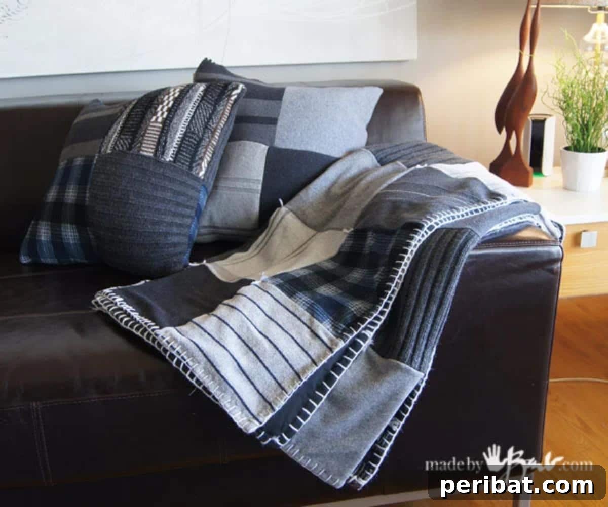 32 Cozy DIY Throw Blanket Ideas 20 Up-Cycled Sweater Quilt