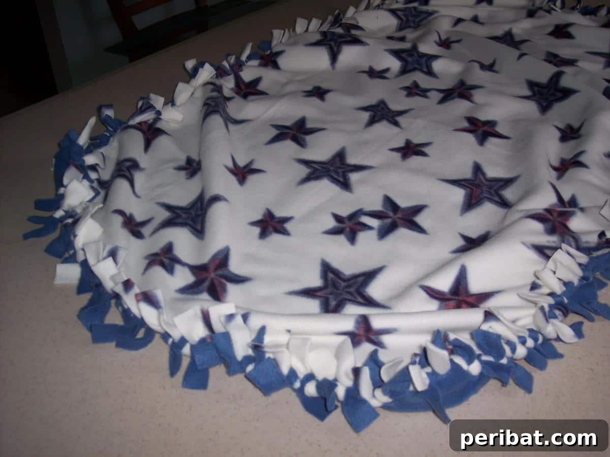 32 Cozy DIY Throw Blanket Ideas 23 DIY Tied Fleece No Sew Blanket