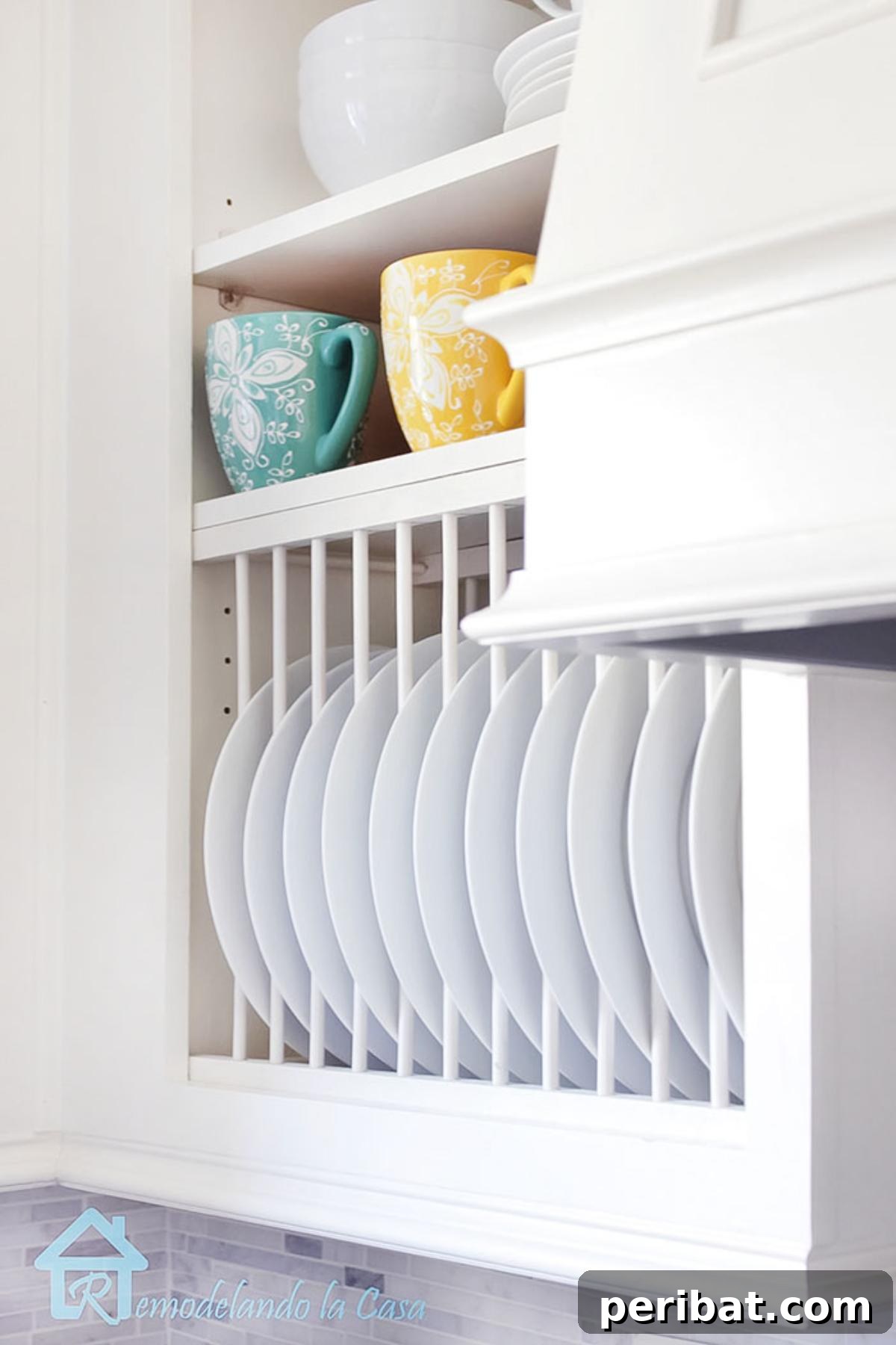 DIY Inside Cabinet Plate Rack for Maximized Kitchen Storage