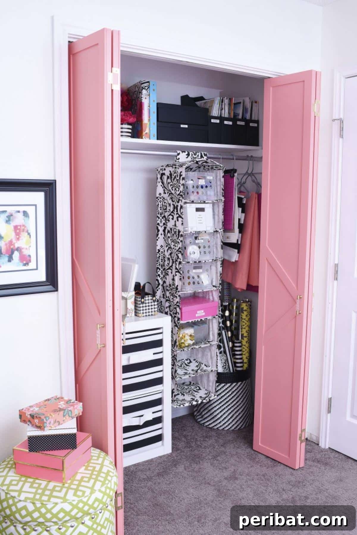 DIY Coral & Glam Bi-Fold Closet Door Makeover