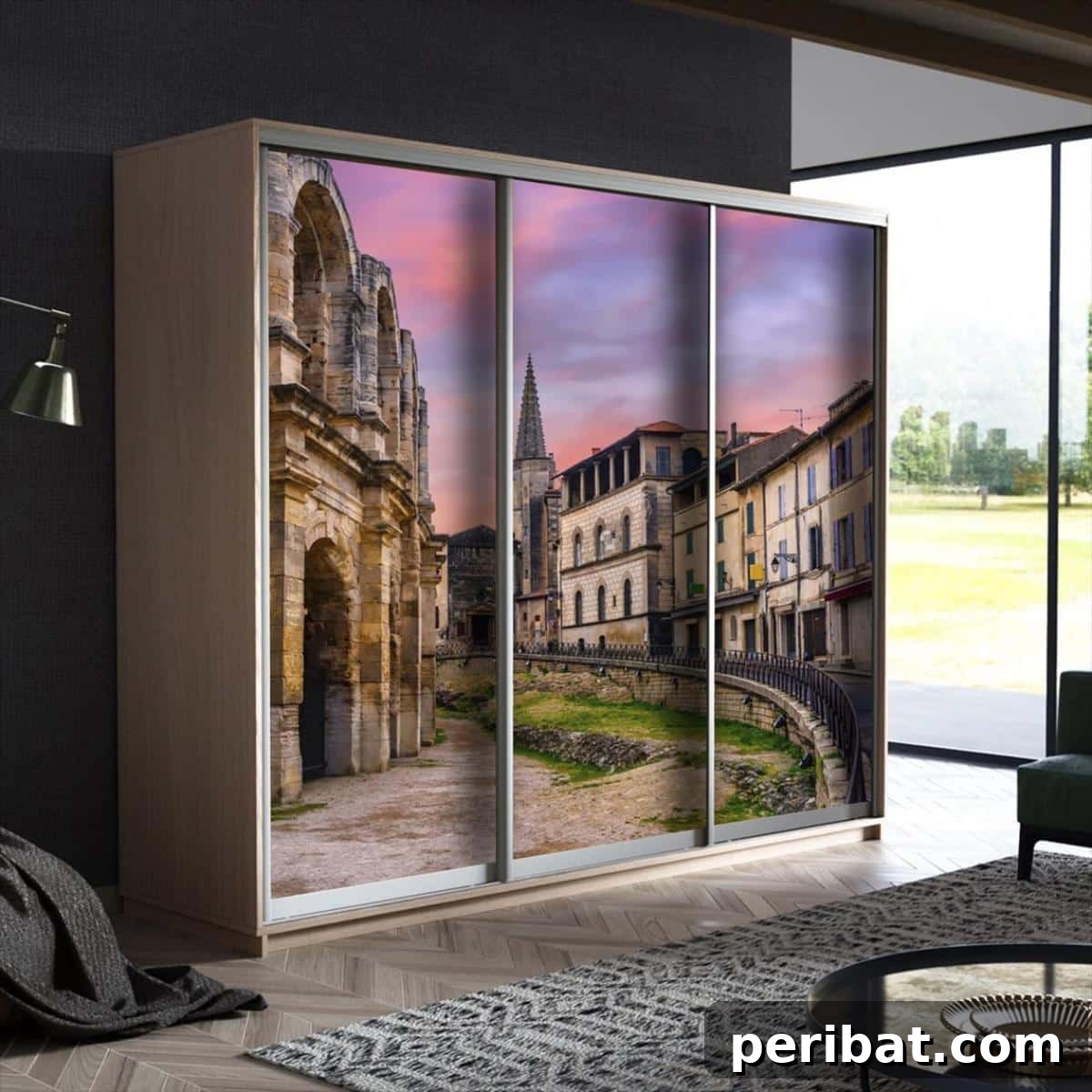 Peel and Stick Wardrobe Sticker With Roman Old Town Mura