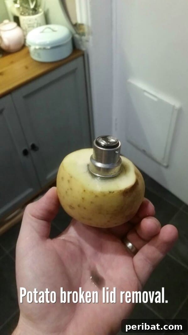 250 Smart Life Hacks to Simplify Your Life 109 Potato to fix a broken lid handle