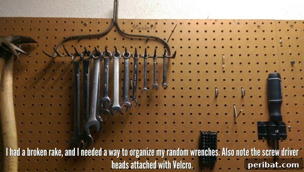 250 Smart Life Hacks to Simplify Your Life 112 Rake head for hanging tools
