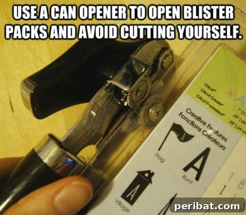 250 Smart Life Hacks to Simplify Your Life 178 Open blister packs with a can opener easily