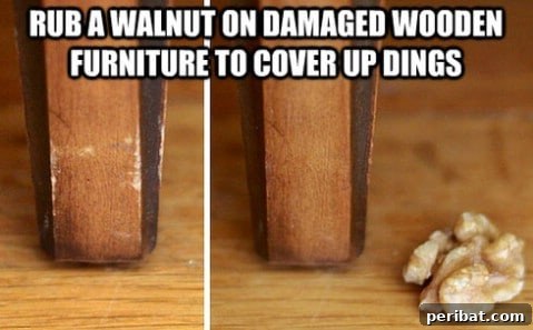 250 Smart Life Hacks to Simplify Your Life 179 Walnut fix for damaged wooden furniture